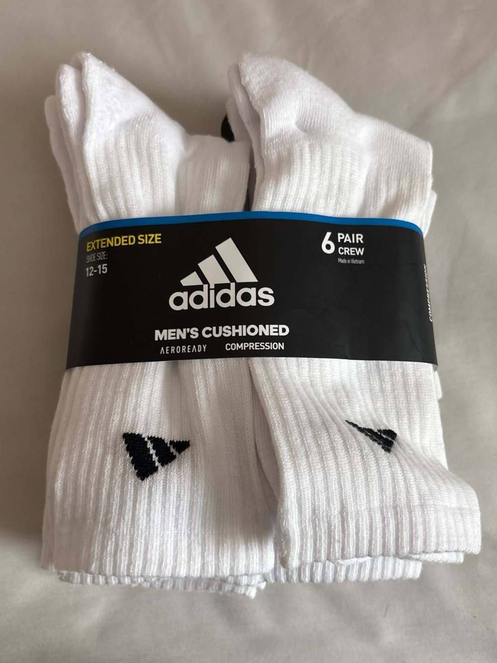 adidas White Men’s Cushioned Crew Socks - 6 Pack